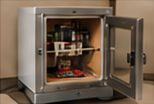 Laboratory bench oven with the door open